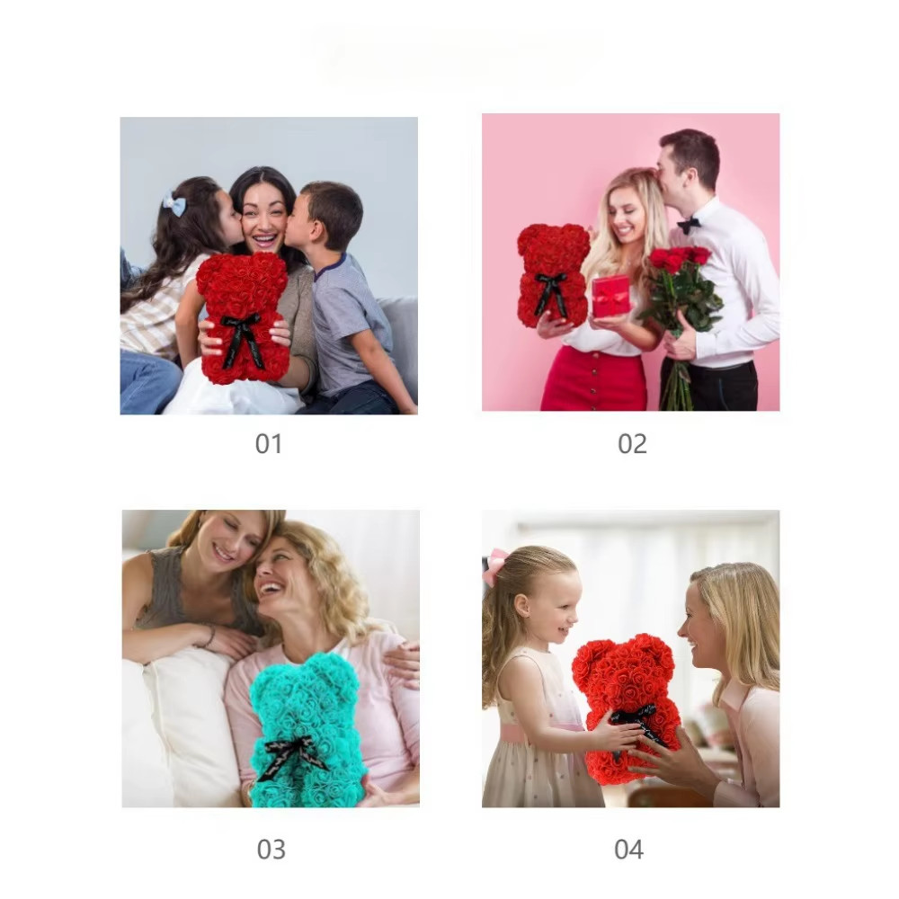 Artificial Flower Eternal Rose Teddy Bear for Valentine’S Day Gift