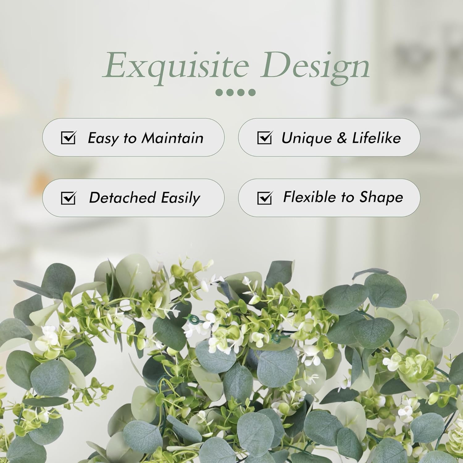 2 Pack Eucalyptus Garland 6 FT Artificial Greenery Garland Faux Silver Dollar Le