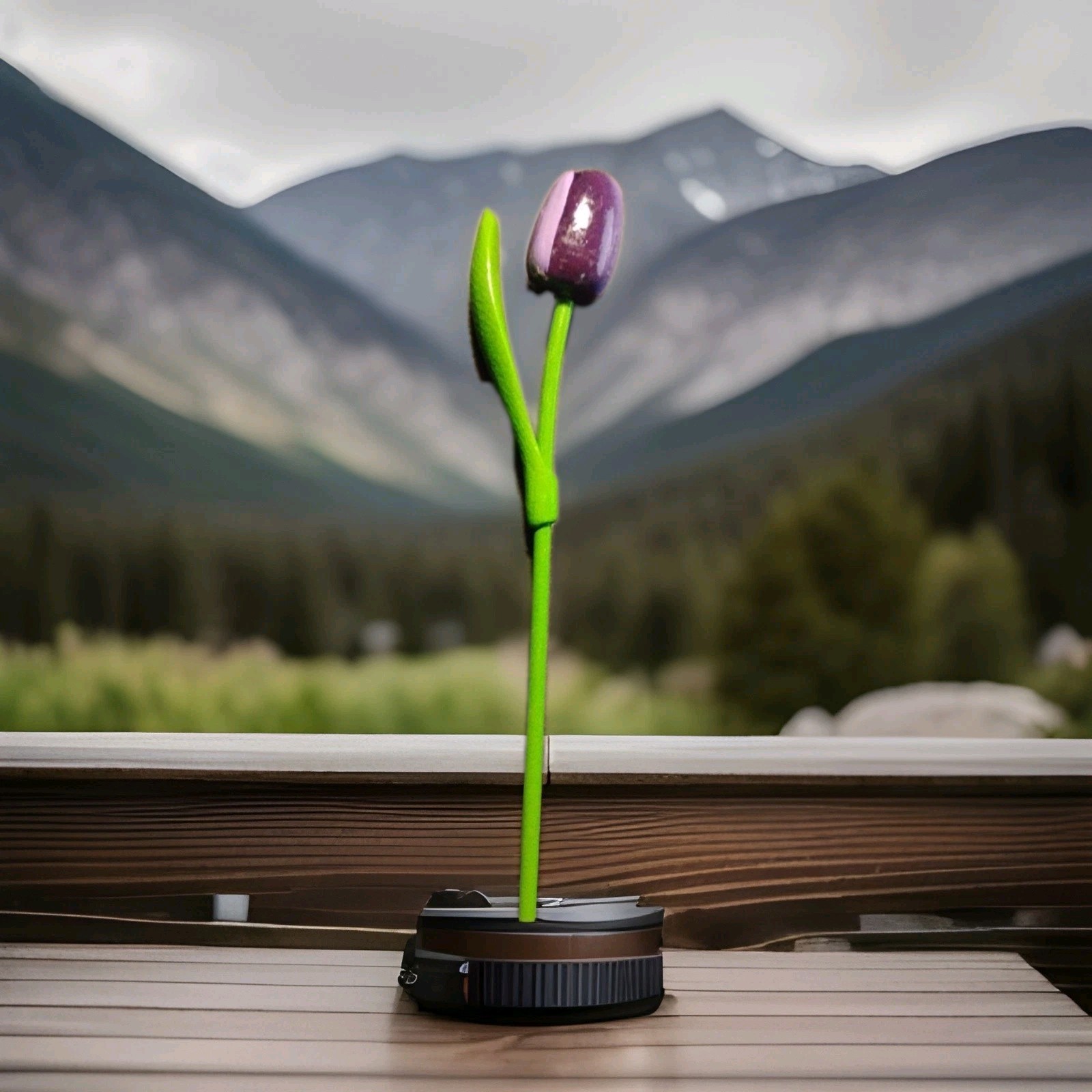 Wooden Dutch Tulips, Colorful Purple Floral Tulip Wood Decor