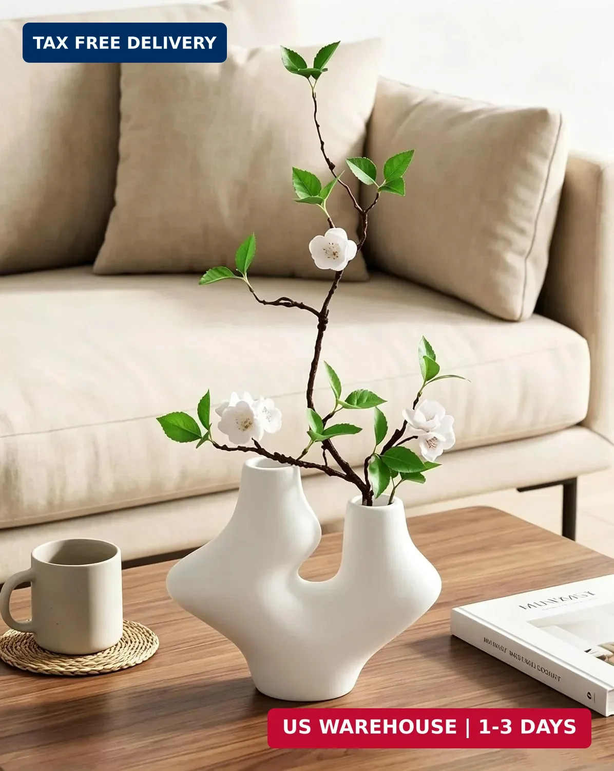 Vase with Greenery, 1 Pcs 22” Artificial Stem Potted Plant Indoor Fake Plants,