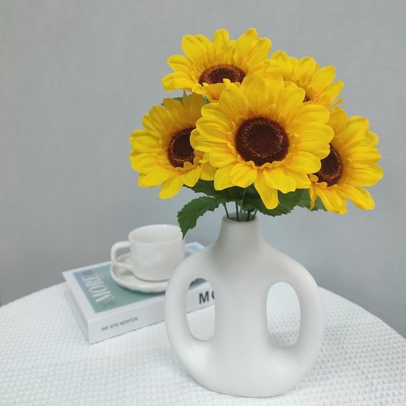 Artificial Sunflower Picks 4 Pack Indoor Floral Decor Centerpieces Arrangement