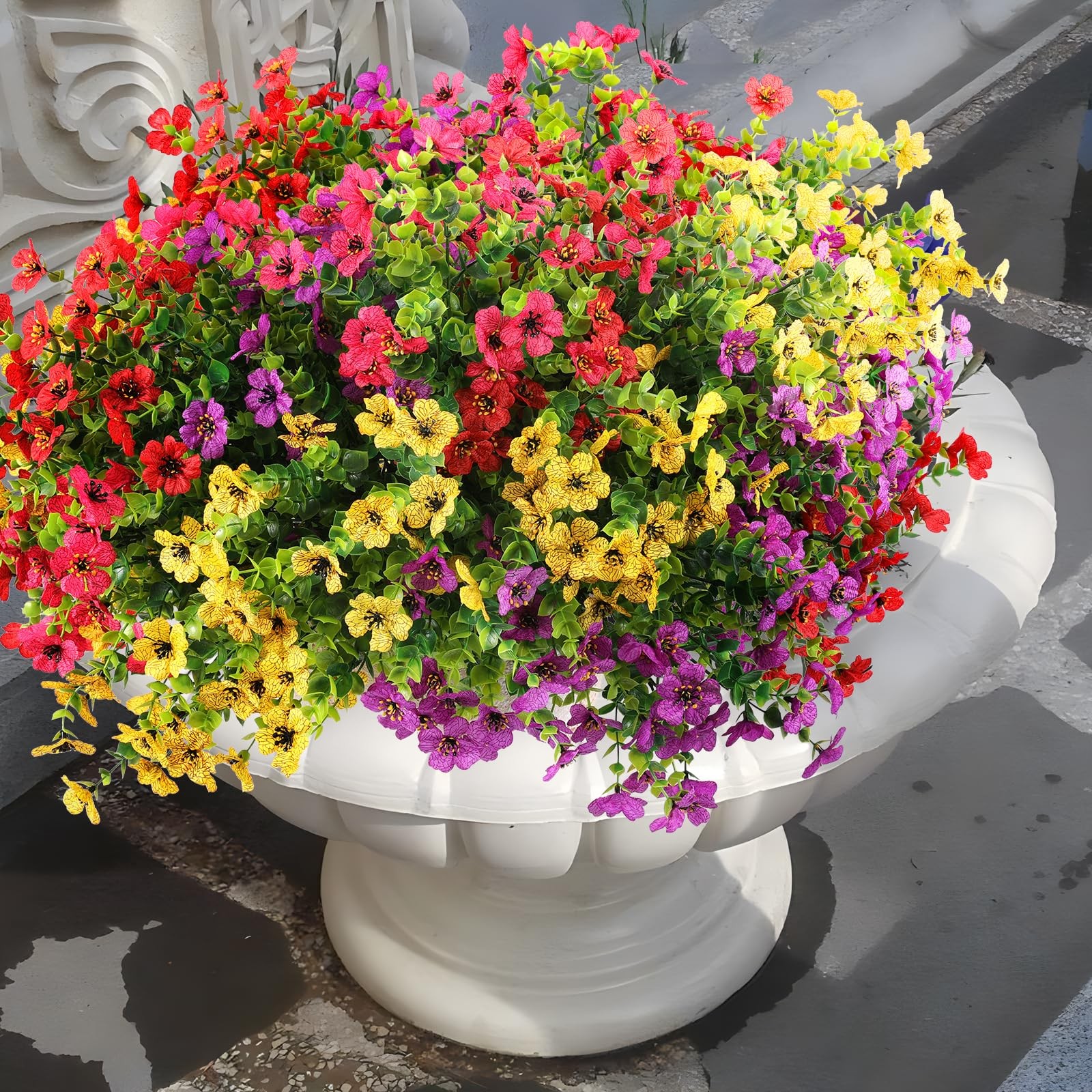 Rowfad 36 Bundles Artificial Flowers Outdoors UV Resistant Fake Plastic Sprin…