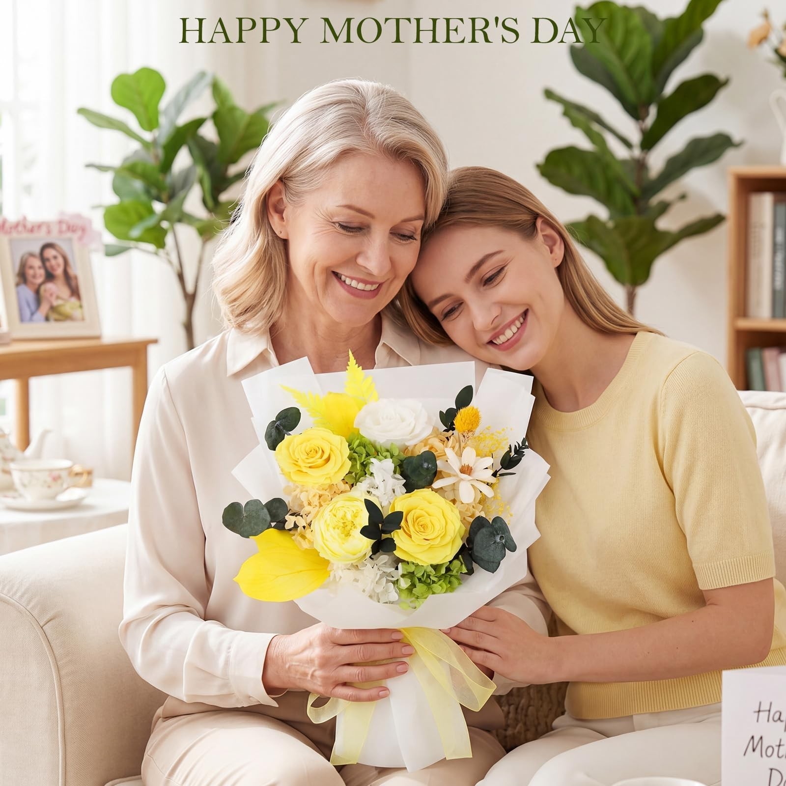 TYL&TYS Preserved Flowers Bouquet Yellow Forever Roses 3-5 Years