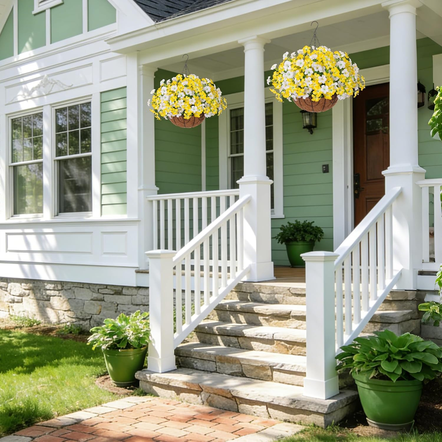 Artificial Hanging Flowers for Outdoors Baskets Spring Fake Plants Outdoor Decor
