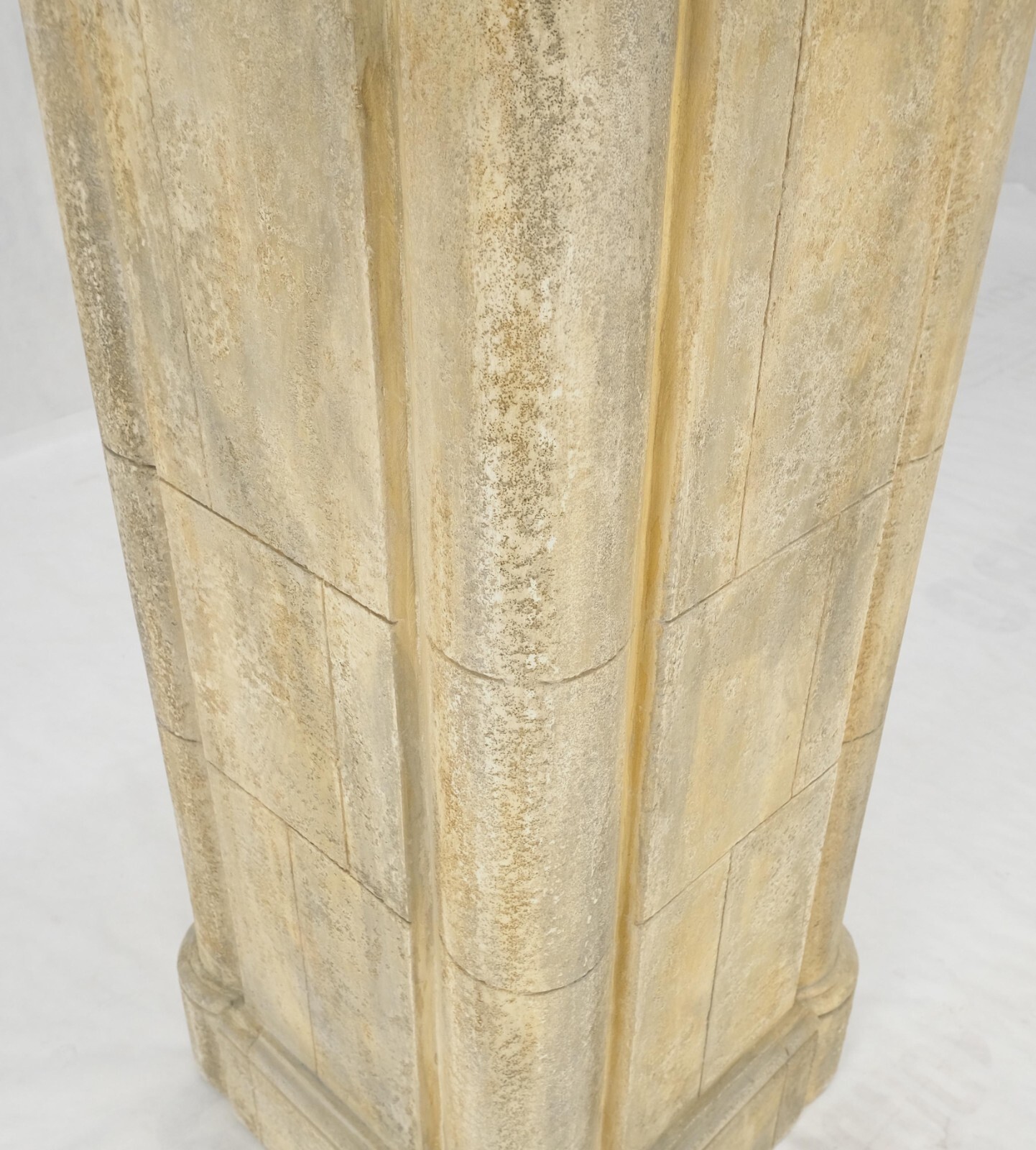 large 19×19 Square Faux Travertine 41″ Tall Carved Geometric Decorative Pattern