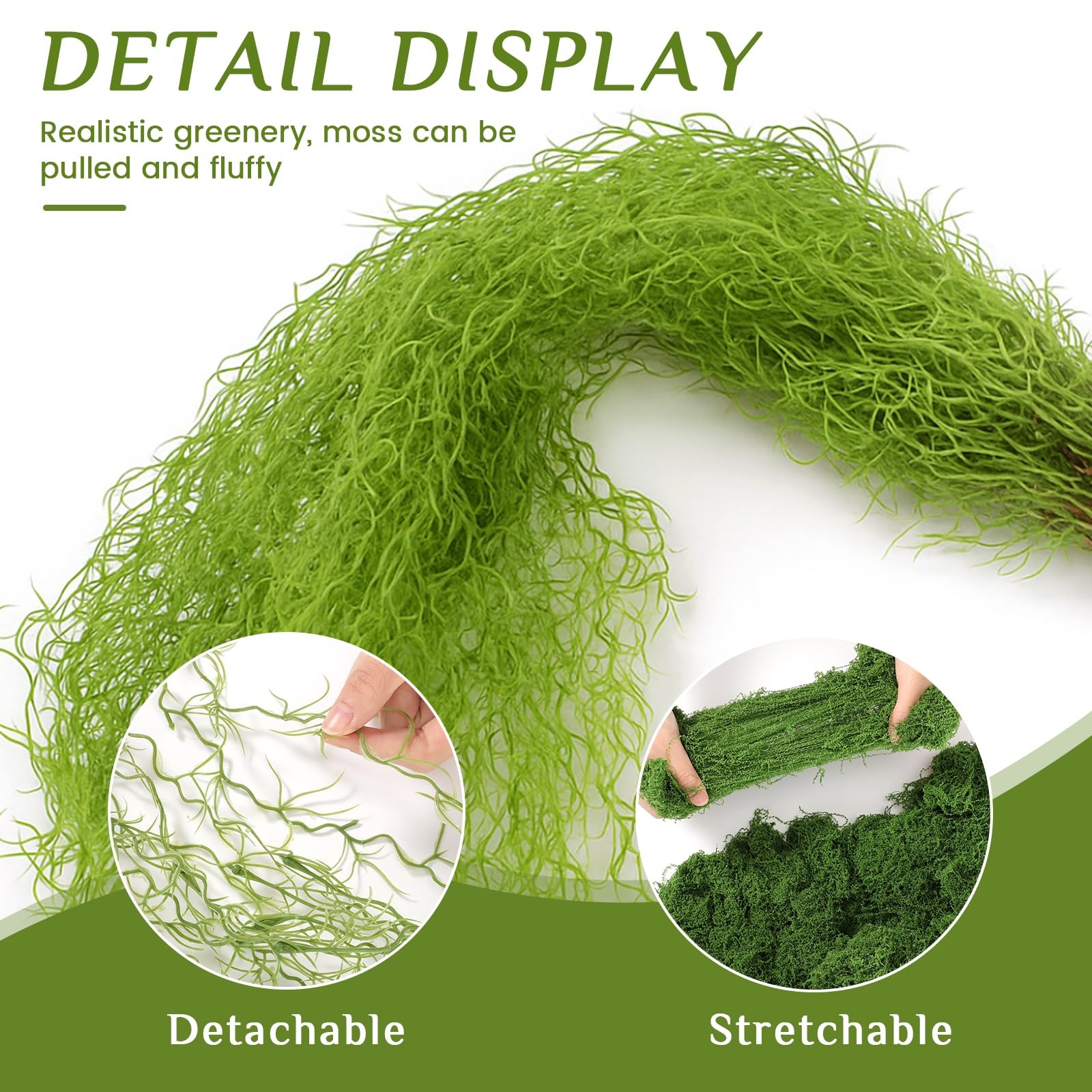 4 Pcs 33 Inch Fake Spanish Moss with 7 oz Artificial Green Moss for Potted Pl…