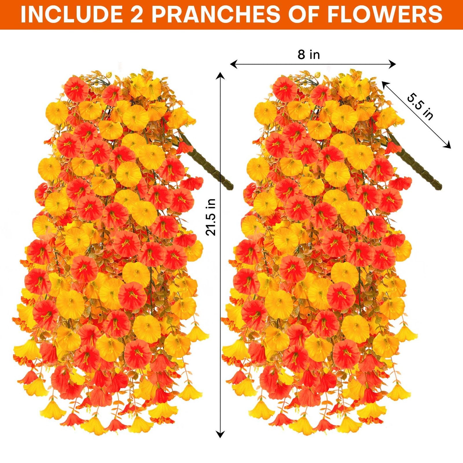 2PCS Artificial Hanging Flowers Outdoors fake mums Plants Garden Home Decorat…