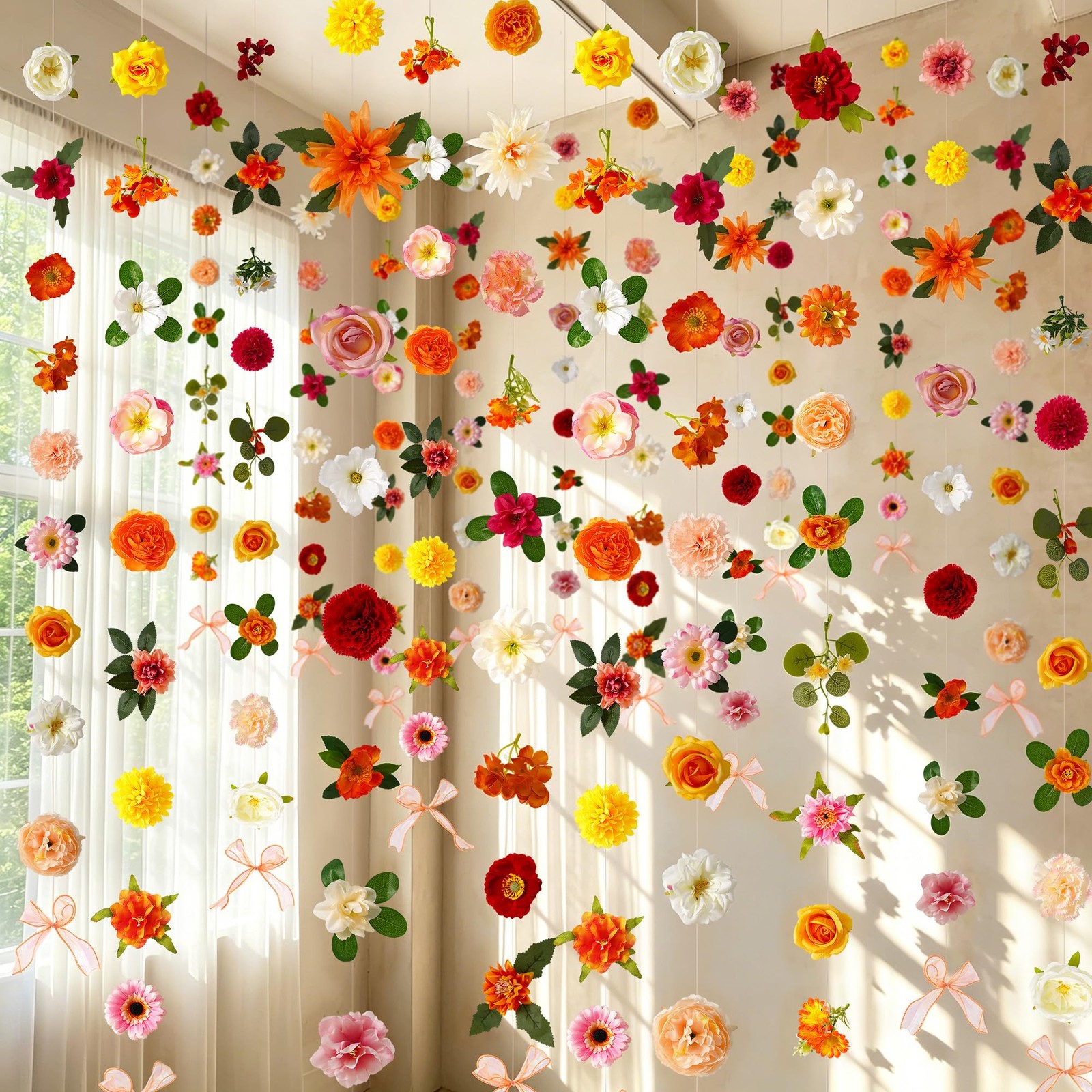 Livole 6Pc Wildflower Garland Multi Orange