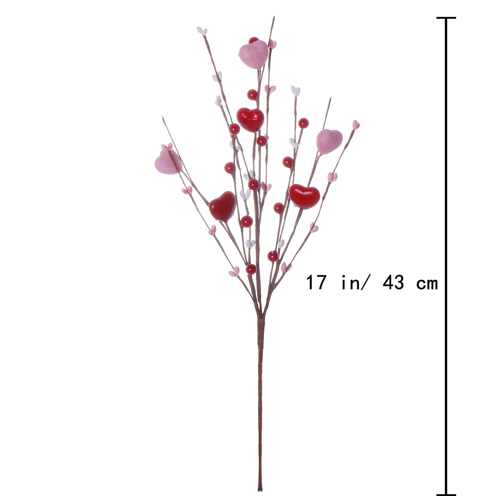 6 Pack Valentine Floral Picks Heart Berry Stems 17 Inch Decorations