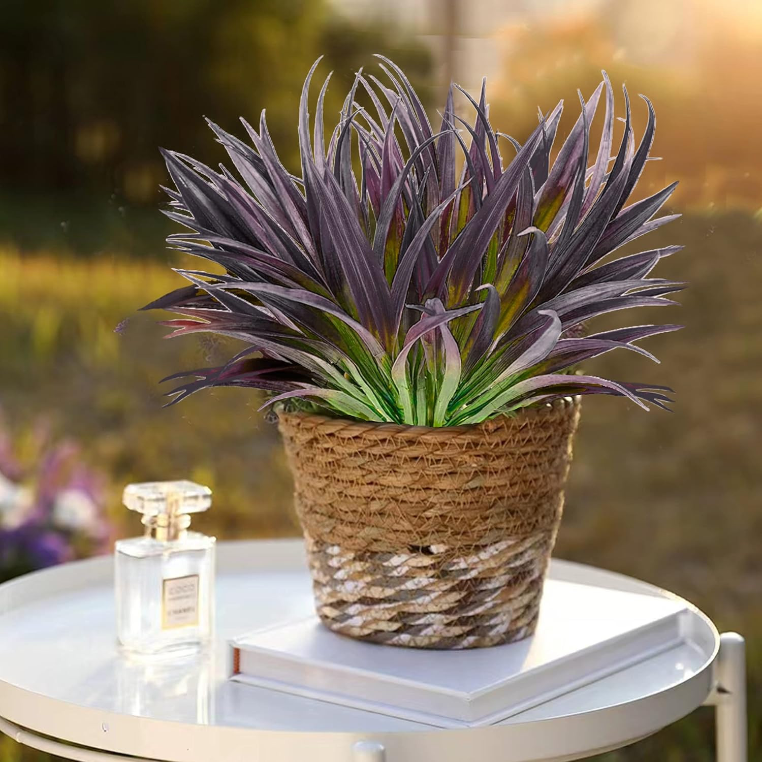 8 Pcs Outdoor Fake Plants UV Resistant Artificial Tall Grass Plants Faux Tropica