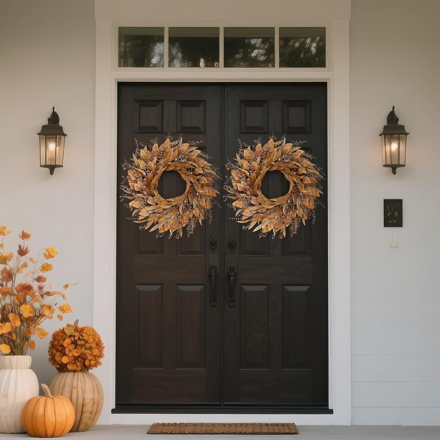 26” Eucalyptus Wreath for Front Door – Autumn Large Artificial Eucalyptus Outdo