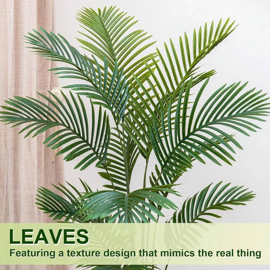 Palm Tree 5FT Artificial 60in Tall Faux 15 7 White Planter Fake Potted Indoor