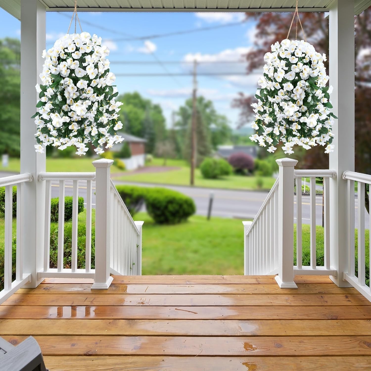 Charming UV Protected Faux Flowers – 2PCS Morning Glory Vines for Versatile Use