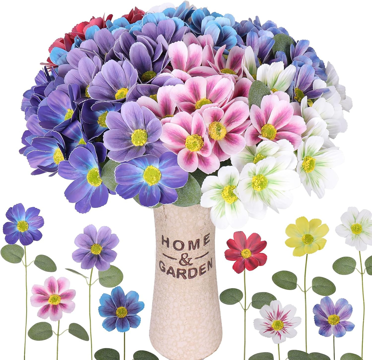 90 Bundles UV Resistant Artificial Flowers for Home, Garden & Wedding Decor