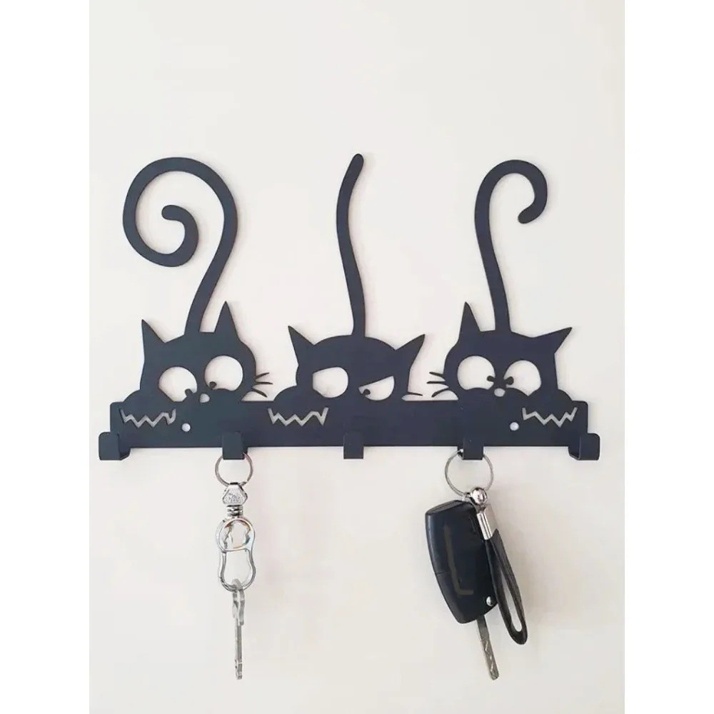Vintage Black Wall Mounted Metal Coat Rack Hooks for Hats Keys Organization