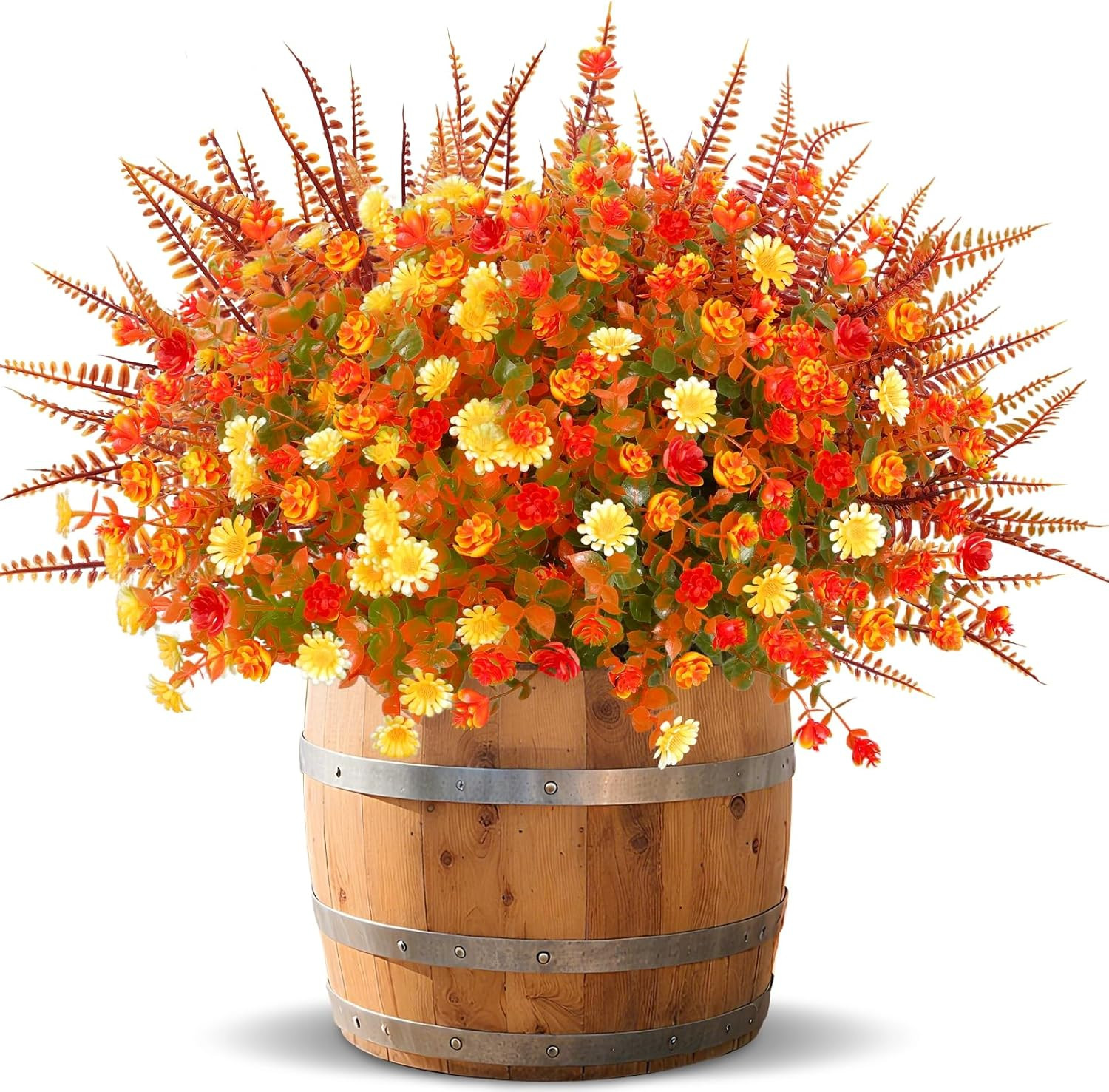 12 Bundles Artificial Fall Flowers for Outdoors Fall Decorations,Uv Resistant