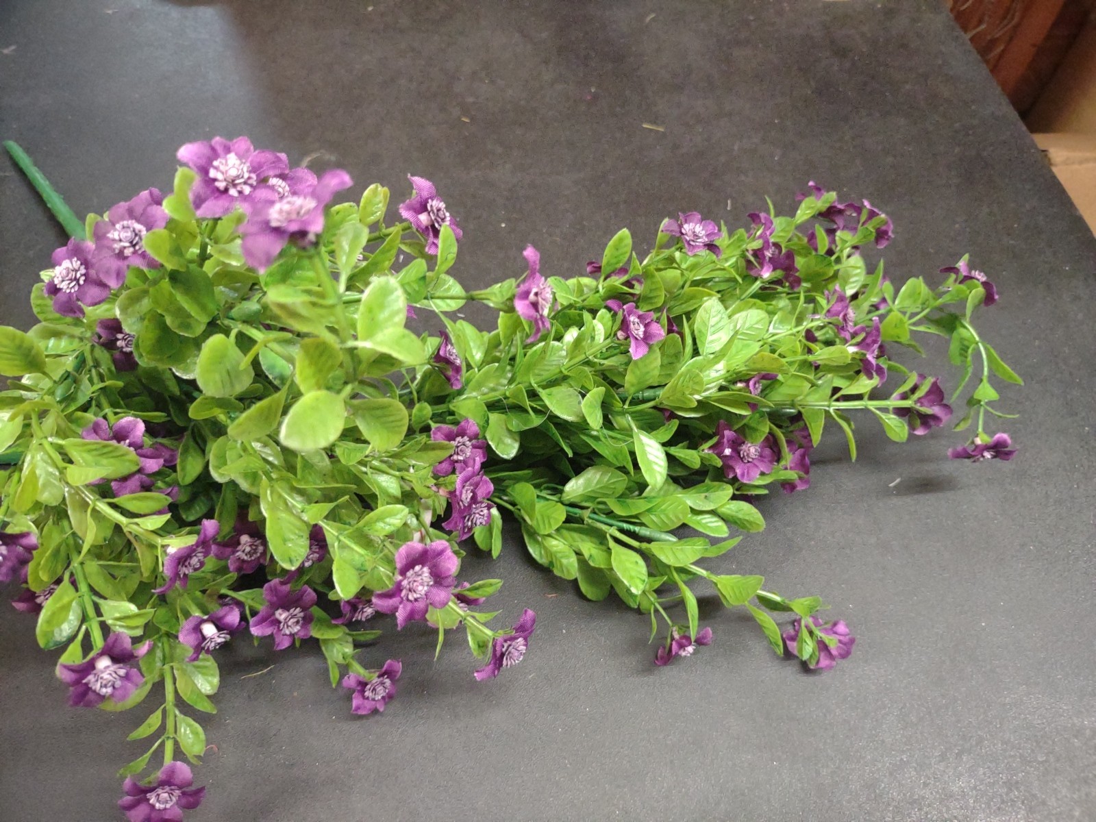 Set of 2: Purple Silk Mini Daisy Bush, “Jacob’s Ladder” Miniature Flower Blooms