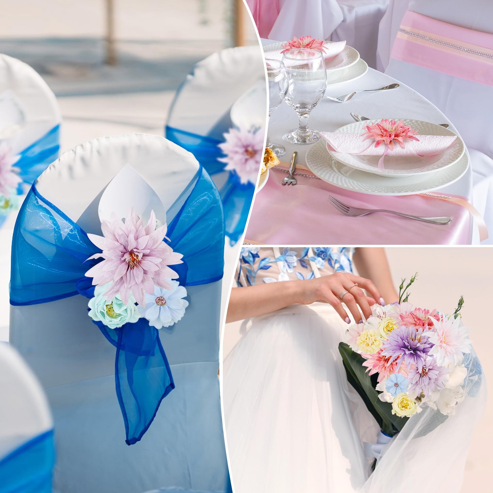 LACGO 48 PCS Fake Flowers Heads – Artificial Flower Heads Bulk Silk Faux Rose