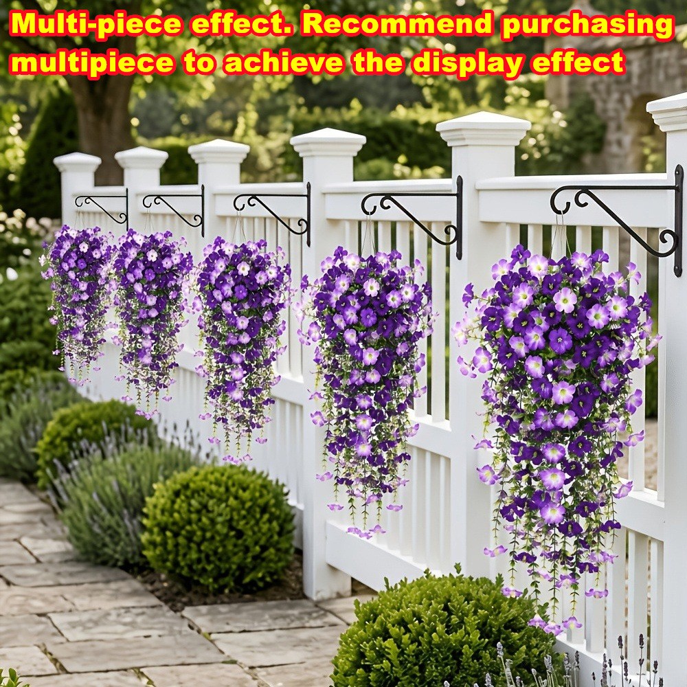 4PCS Artificial Morning Glory Vines UV Resistant Hanging Flowers Outdoor Decor