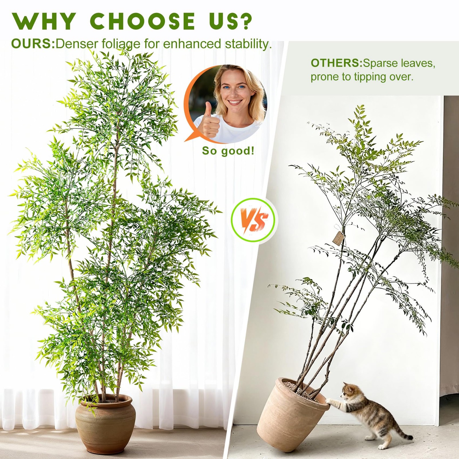 Faux Bamboo Plant Artificial Nandina Tree 7.2FT Artificial Plants Realistic 9…