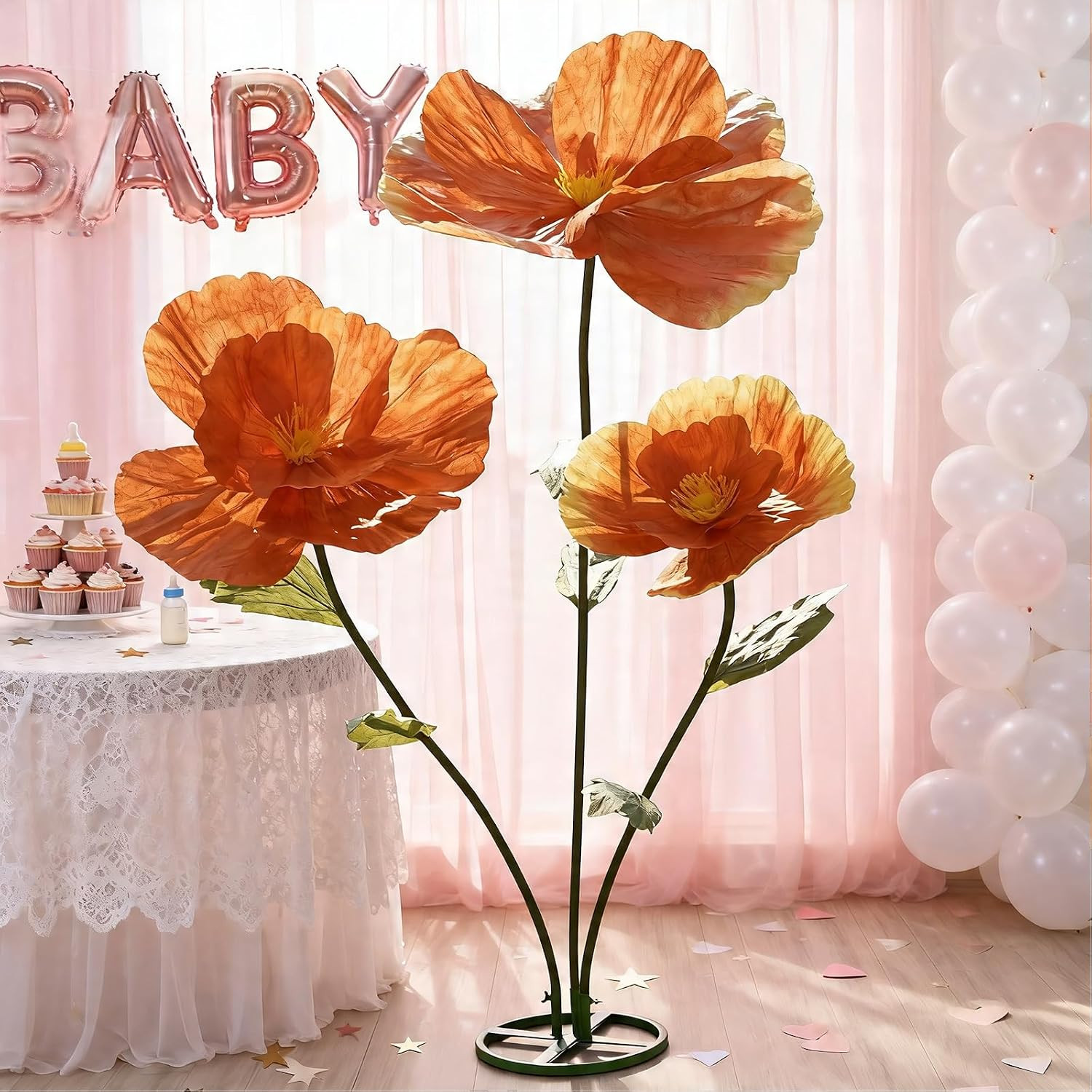 Giant Artificial Paper Flowers for Decoration with Stand,Tall Artificial Bloom f