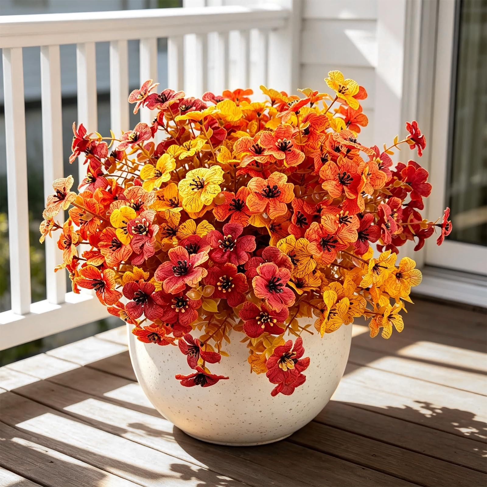 10 Bundles Artificial Flowers for Outdoors, UV Resistant Faux Plastic Plants …