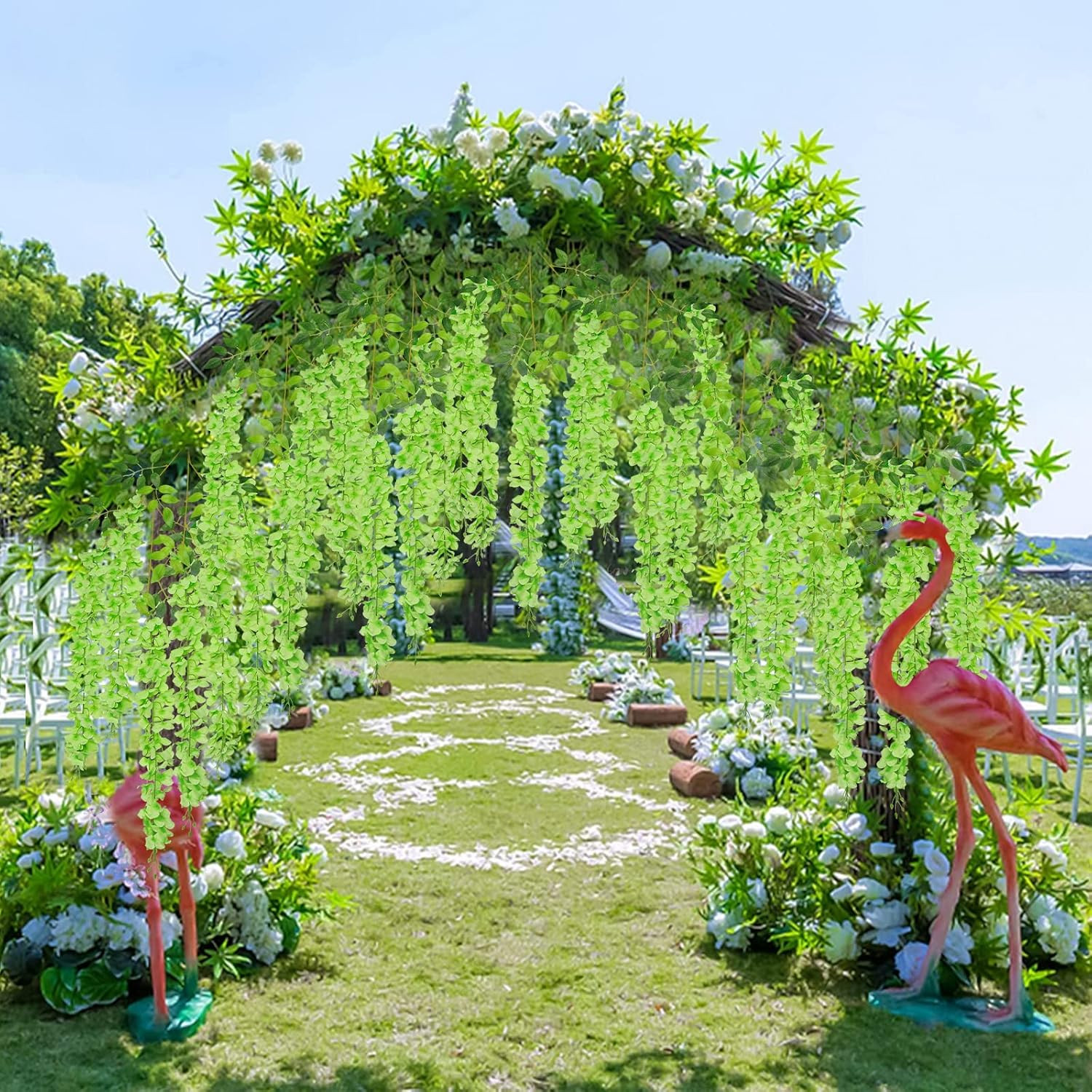 36 Pack Wisteria Vine Garland – 139ft Silk Flowers for Home & Wedding Decor