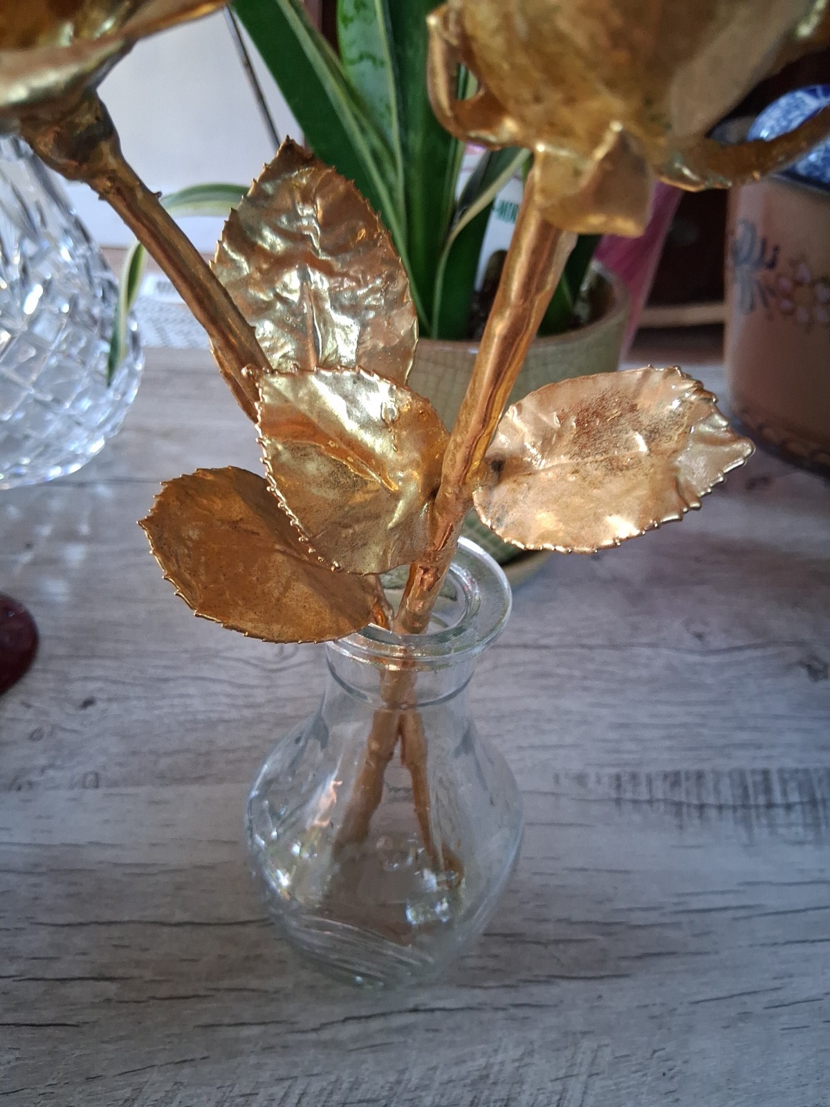 2 Gorgeous 12″ Stem Roses Dipped Gold Rose Real Plated Preserved Roses In Vase