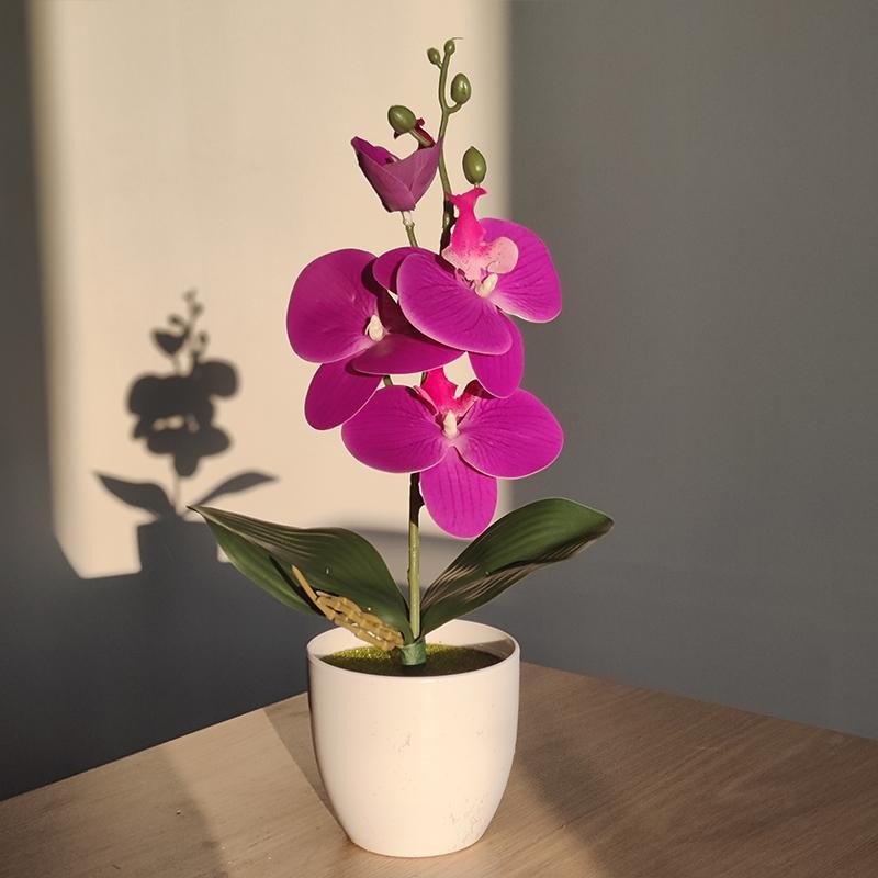 Artificial Orchid Bonsai Fake Potted Plant Home Office Wedding Decor