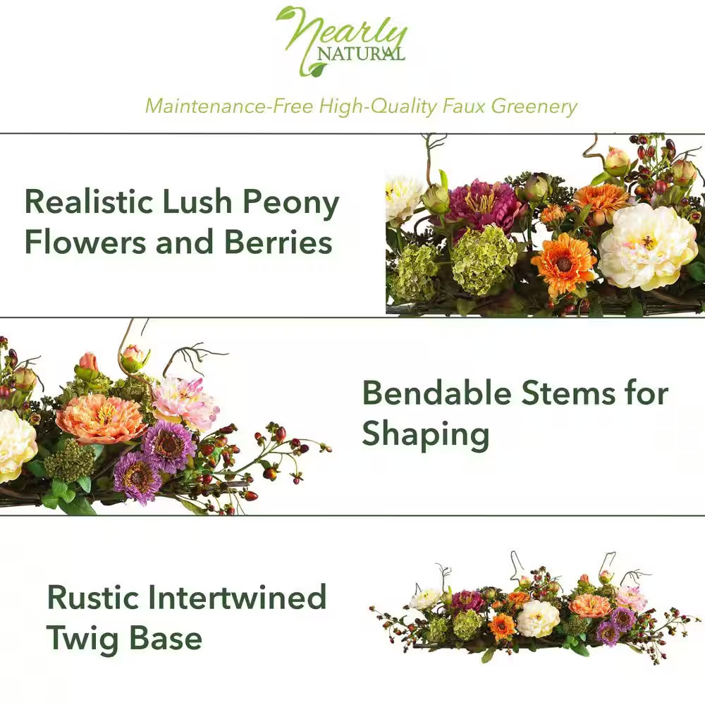3 Ft. Artificial Peony Centerpiece Silk Flower Arrangement