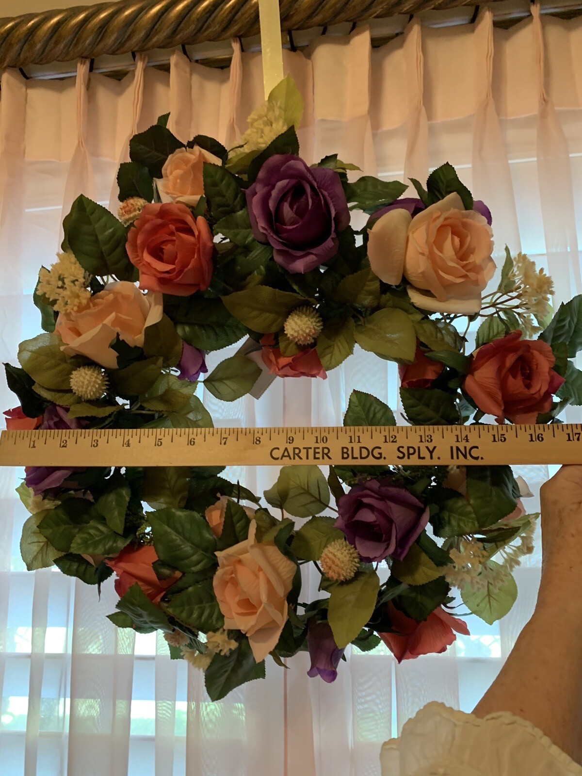 ❤️Large Door Wreath Pink Purple Lavender Roses Farmhouse Décor Wreath 17-18”