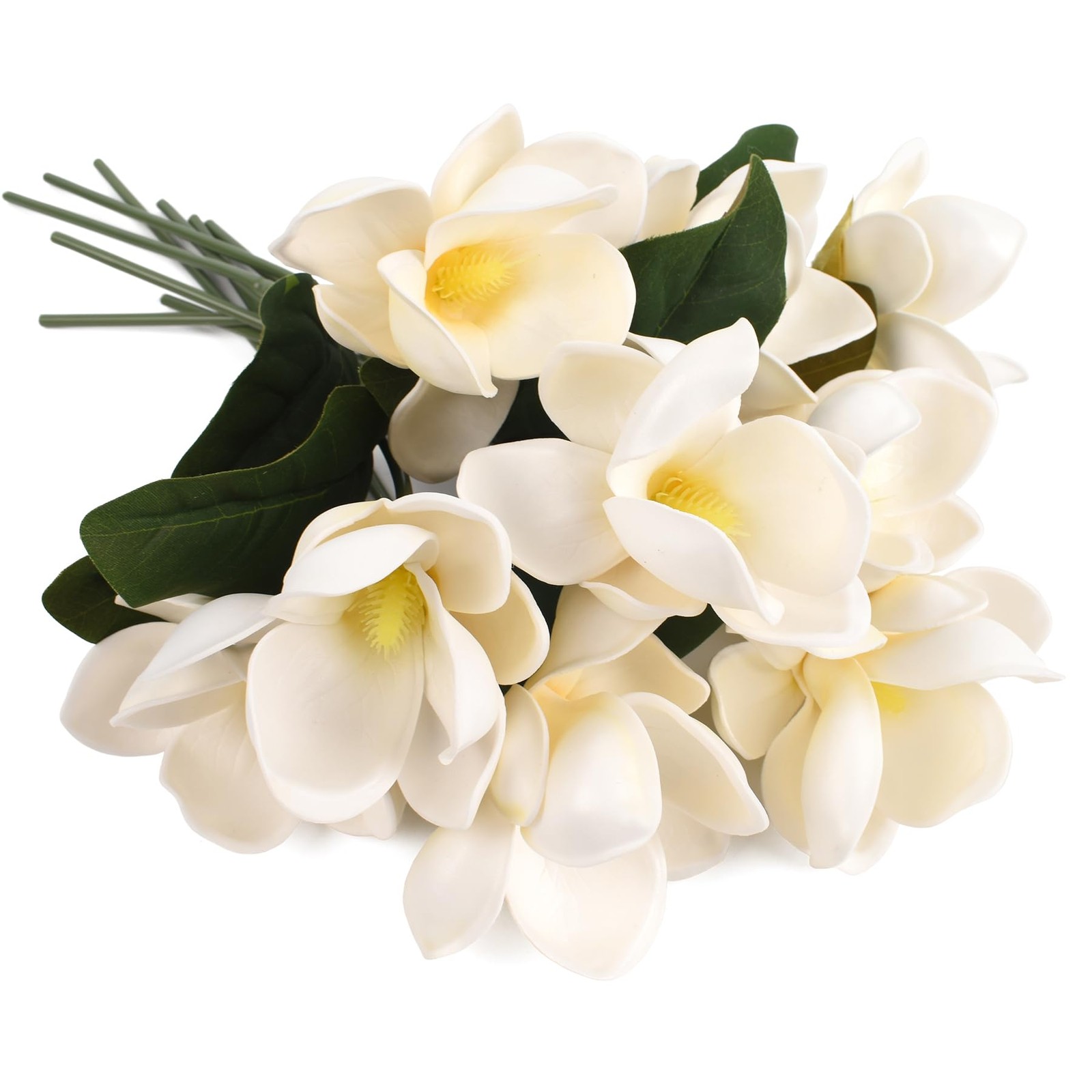9pcs Artificial Magnolia Flower Branches 13 Inch White for Home Decor Indoor