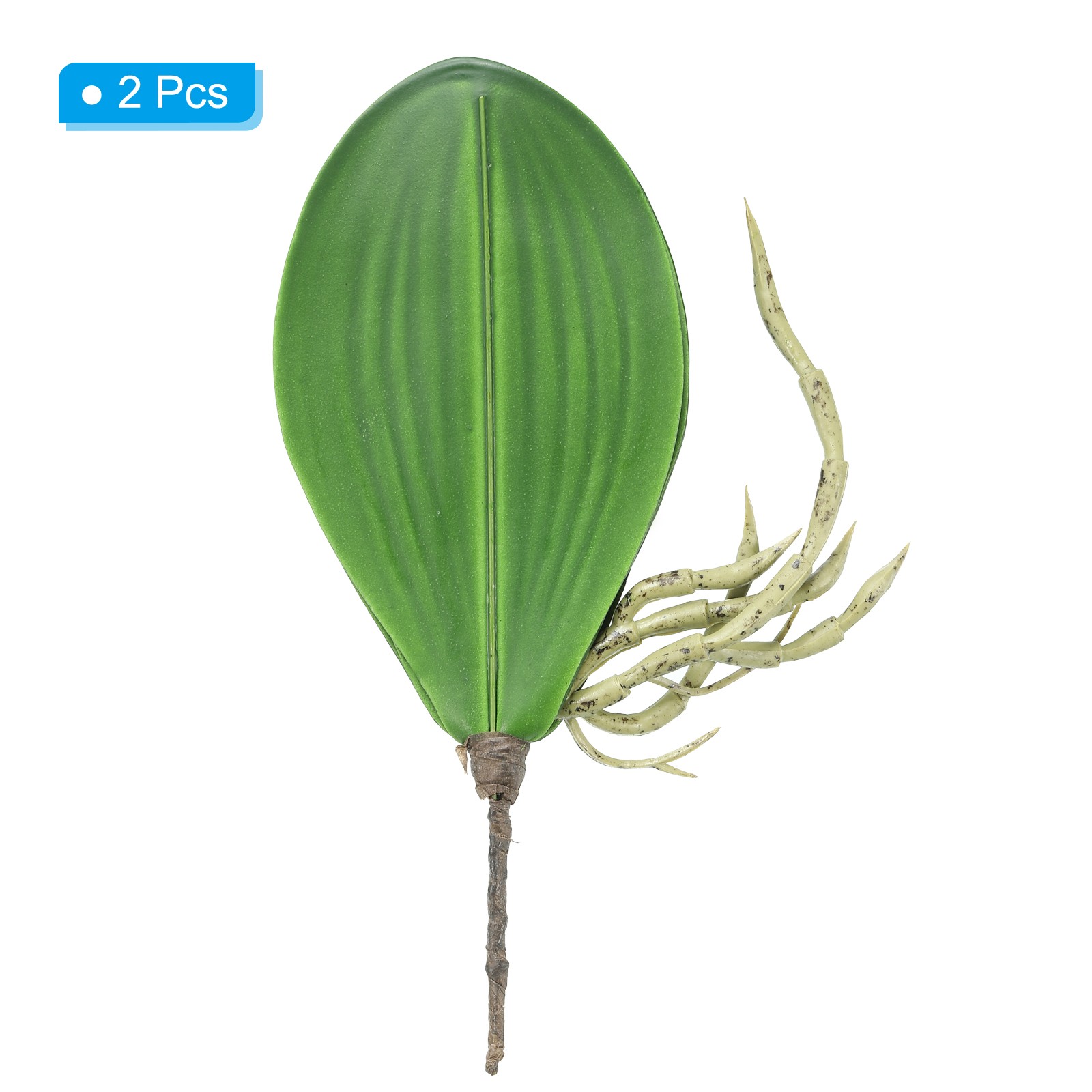 2 Pcs 4.4 Inch Faux Orchid Leaves 5 Petals Artificial Leaf with Stems