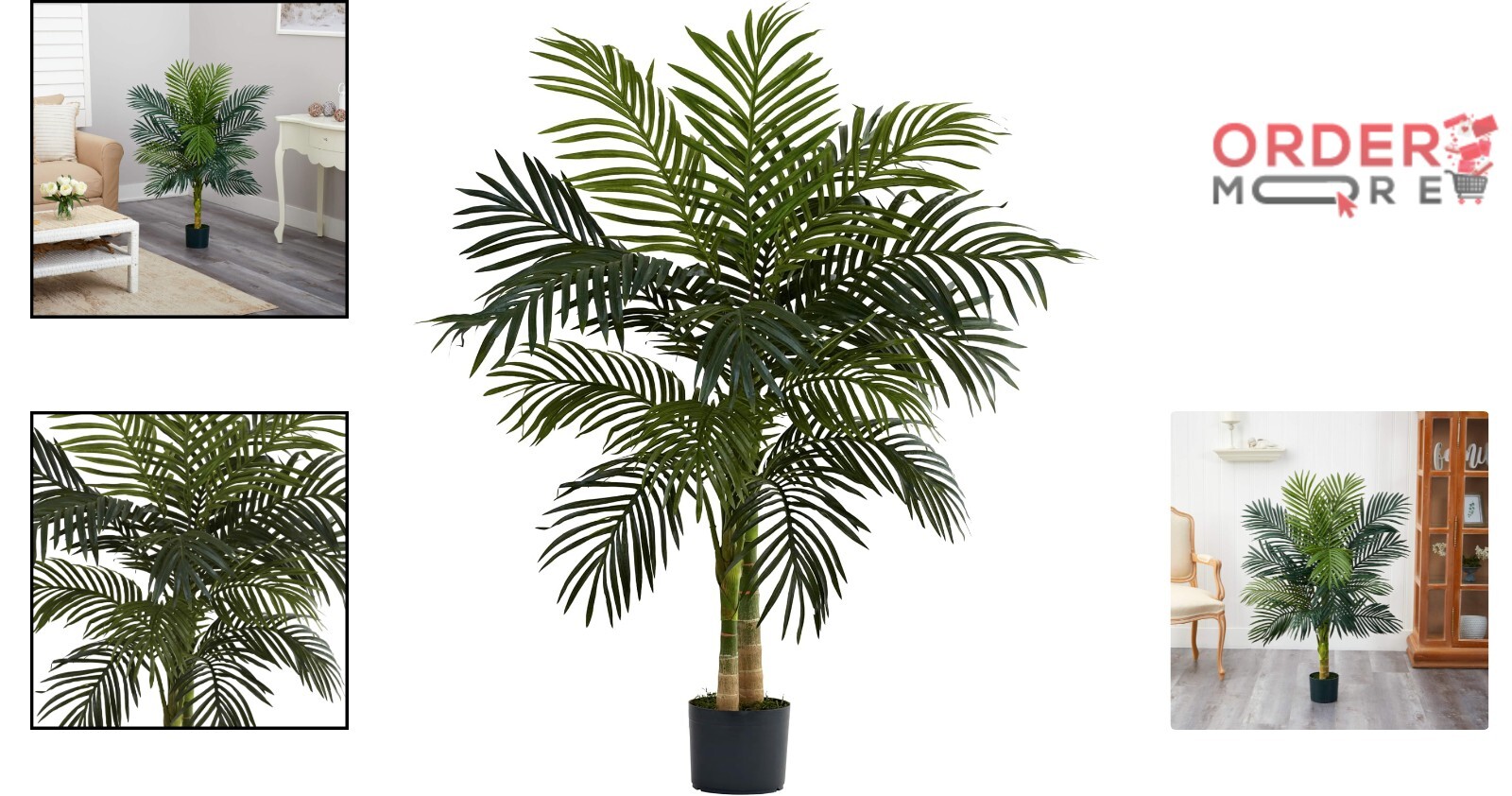 4ft Golden Cane Palm Artificial Tree Green Pot Indoor Home Office Decor