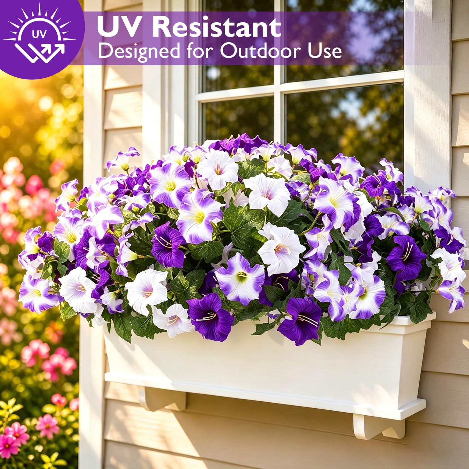Artificial Flowers for Outdoors, 6 Bundles Fake Flowers Artificial Petunias f…