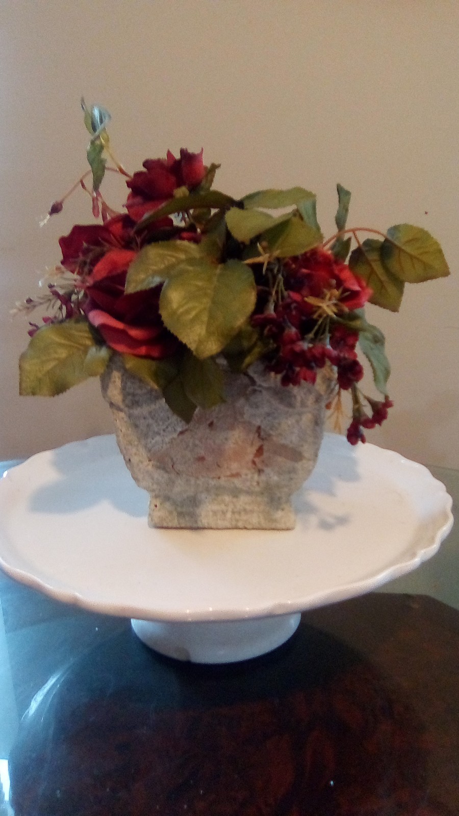 Tuscany rose Planter Made Of Terra Cotta Silk Roses ….. 10 By 8 Inches