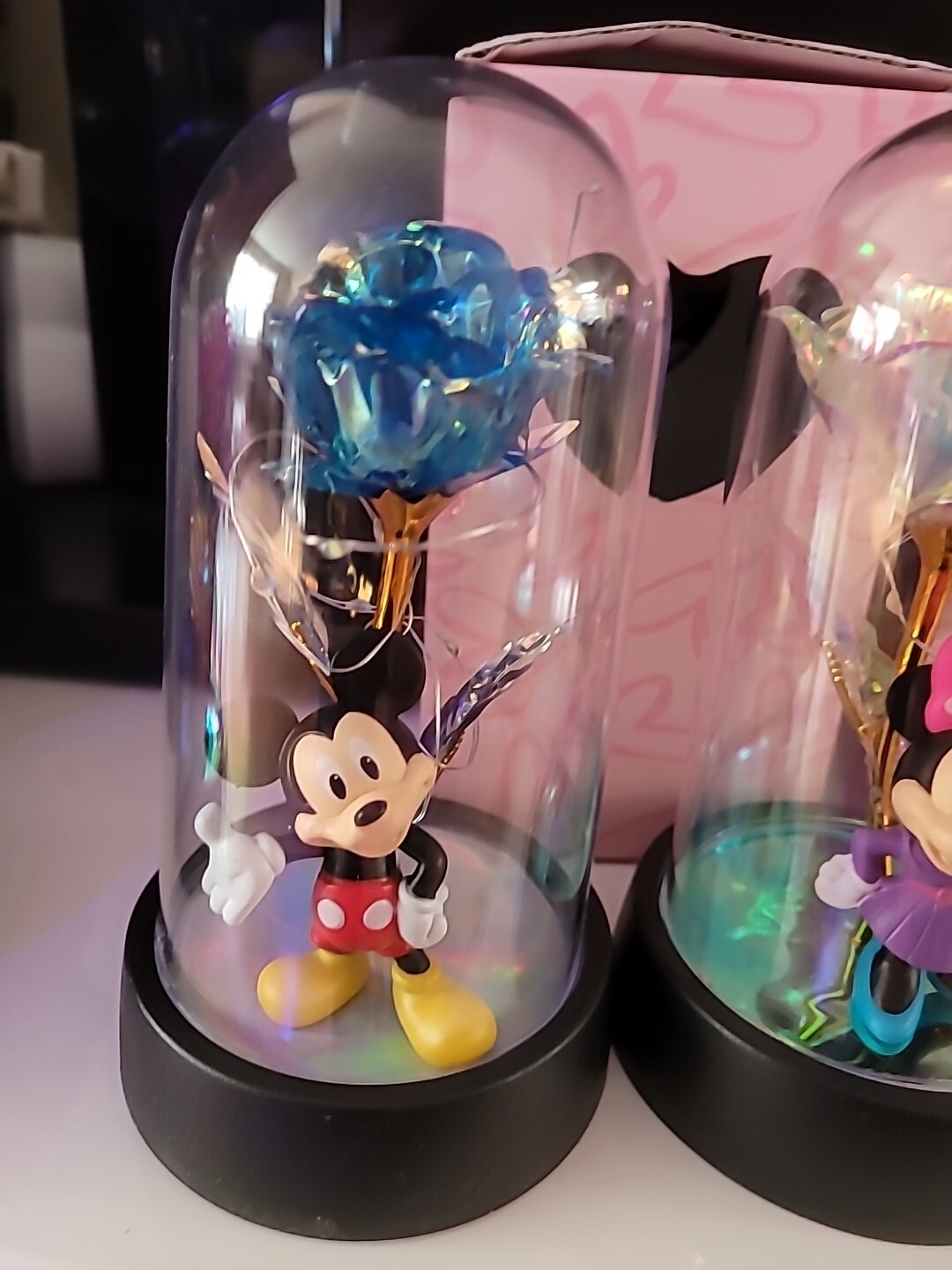 2 Rose LED Light Foi Crystal Flowers With Mickey & Minnie Valentine’s Day Gift