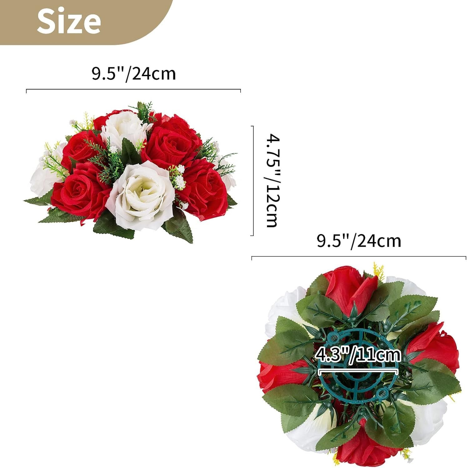 6 Pcs Artificial Rose Flower Ball Arrangement Bouquets Red White Wedding Decor