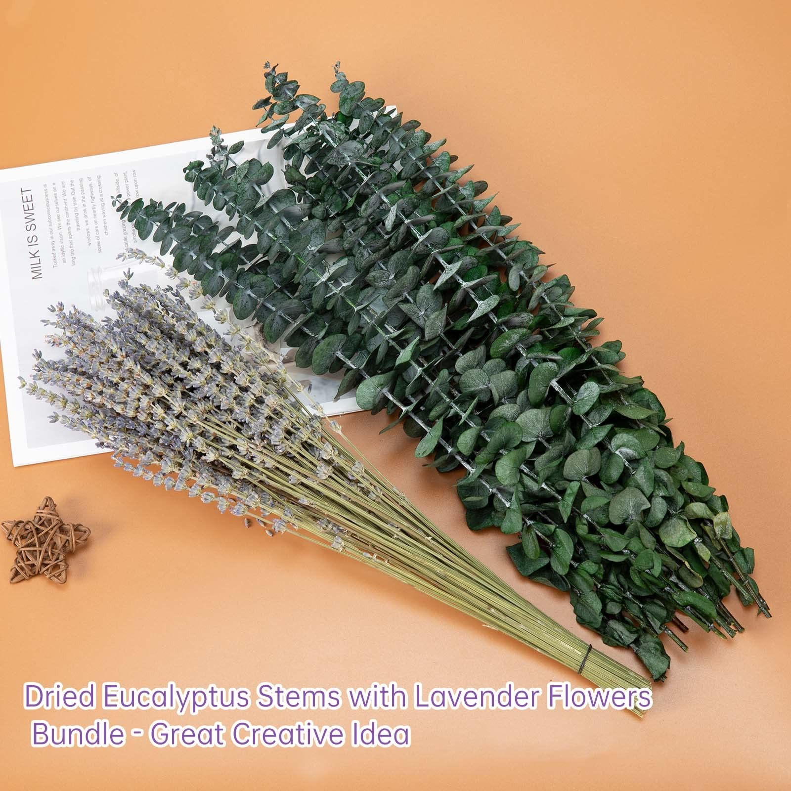 Mixed Dried Eucalyptus Stems with Lavender Flowers Bundle for Shower, 17” Na…