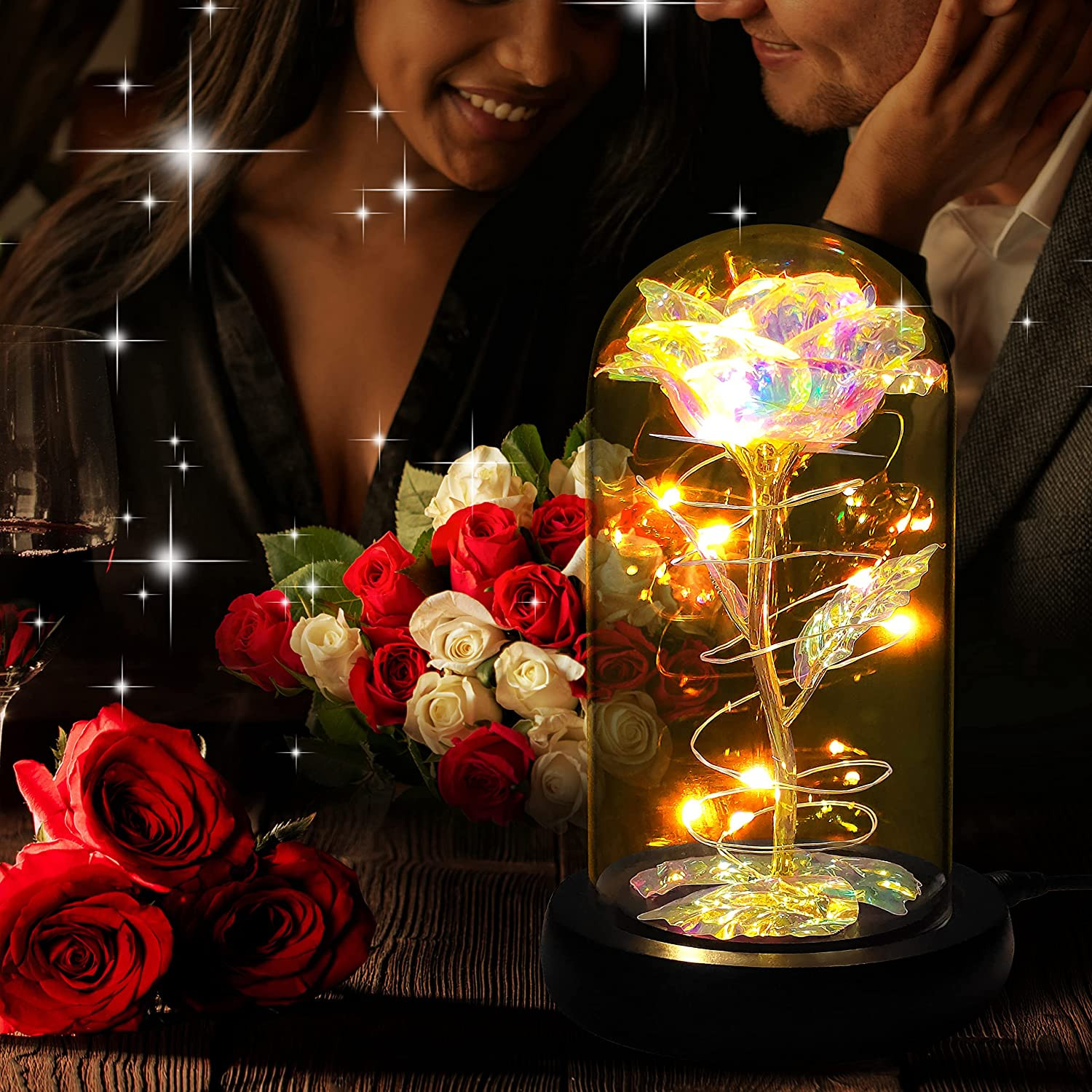 Birthday Gifts for Women,Valentines Day Gifts for Her,Womens Valentines Glass Ro