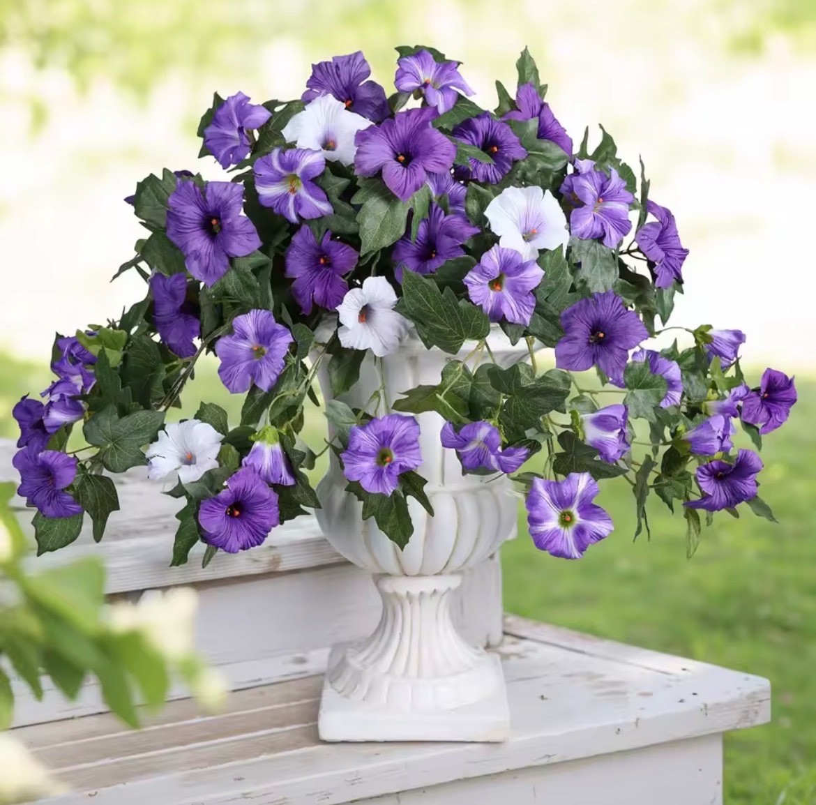 Artificial Purple Petunia Flowers Outdoor UV Resistant Hanging Garden Decor