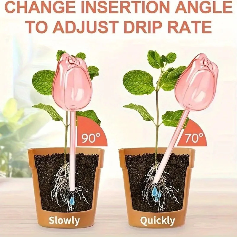 Pink tulip plant watering balls, suitable for indoor and outdoor plants