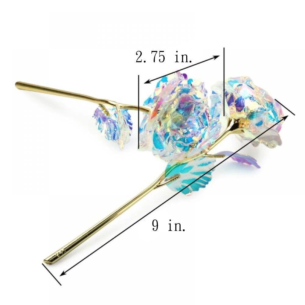 Romantic Artificial Gold Foil Rose Valentines Day Rose Flower Home Wedding Decor