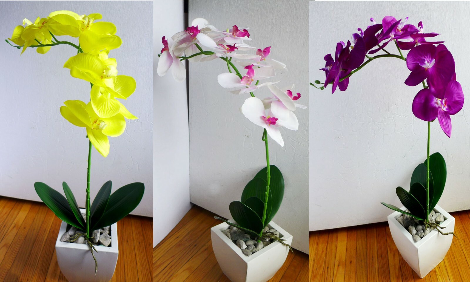 2 Pcs Artificial Butterfly Orchid Flower Plants With Leaves (#28-3)