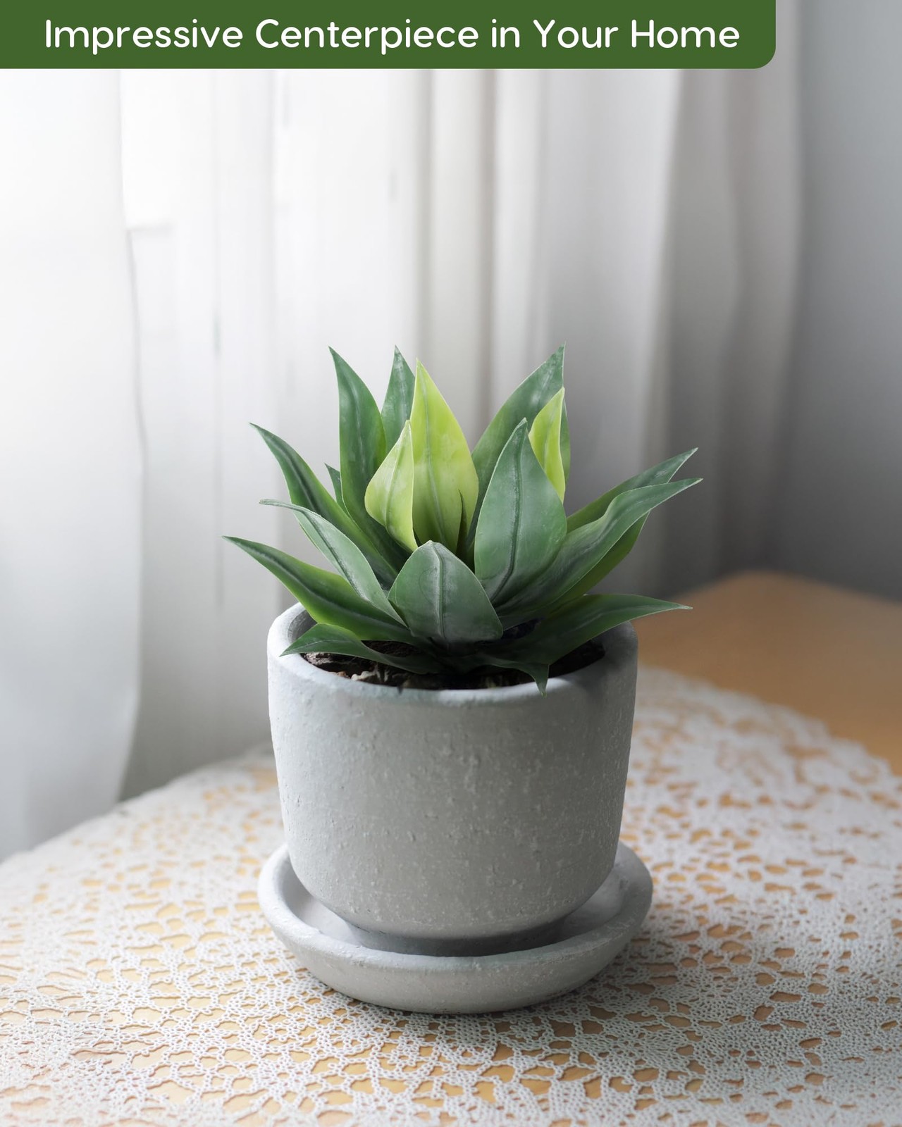 Artificial Outdoor Agave Plants, Outdoor Faux Plants with Broad Leaves, Small…