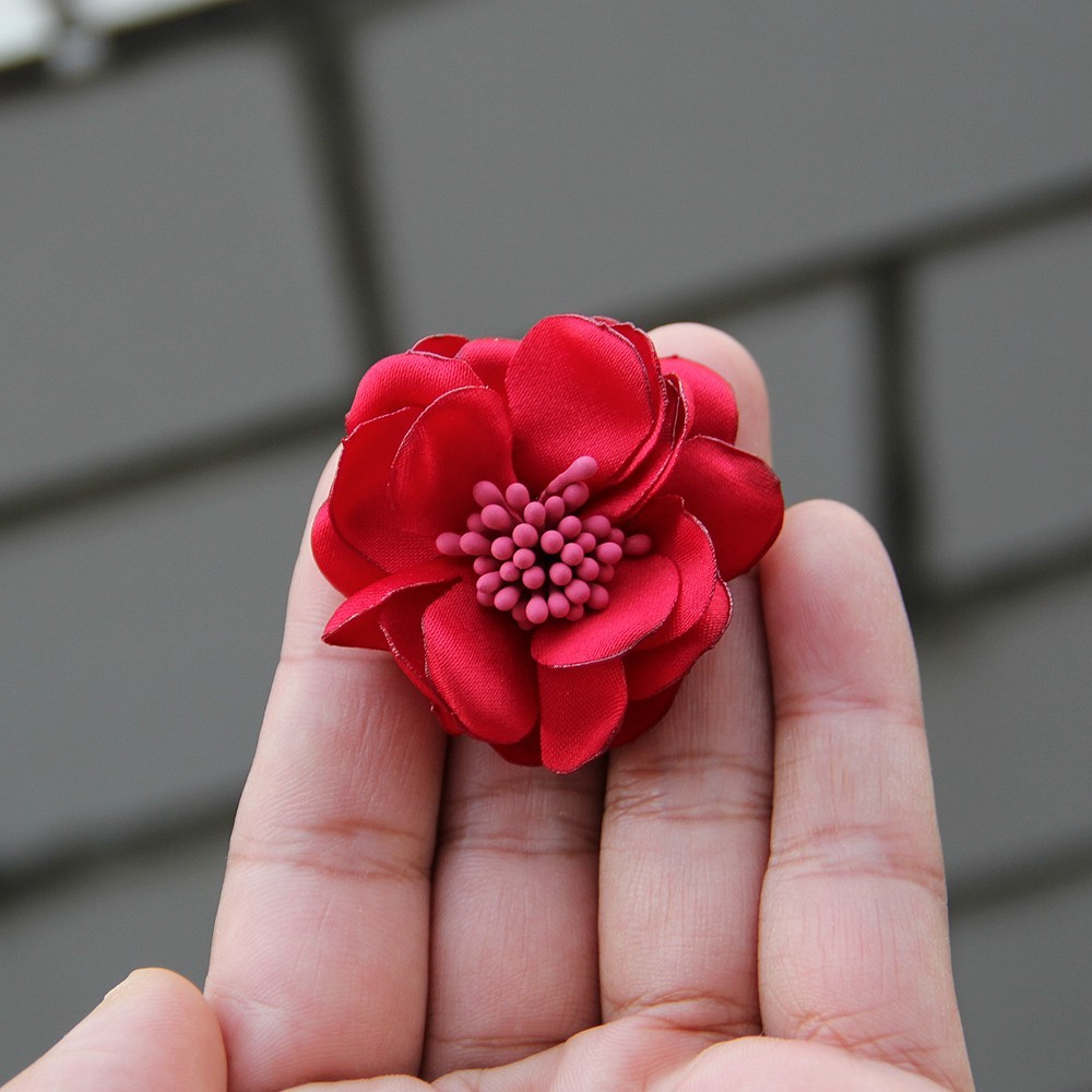 4.5CM Handmade Satin Fabric Artificial Flower For Wedding Party Clothing Decora