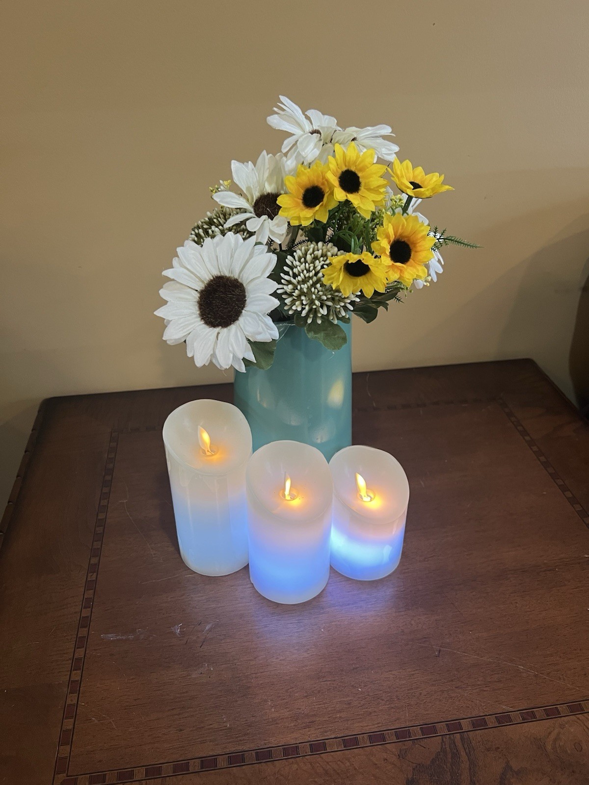 Artificial Daisy & Sunflower Arrangement Centerpiece, Yellow/White/Green Plastic