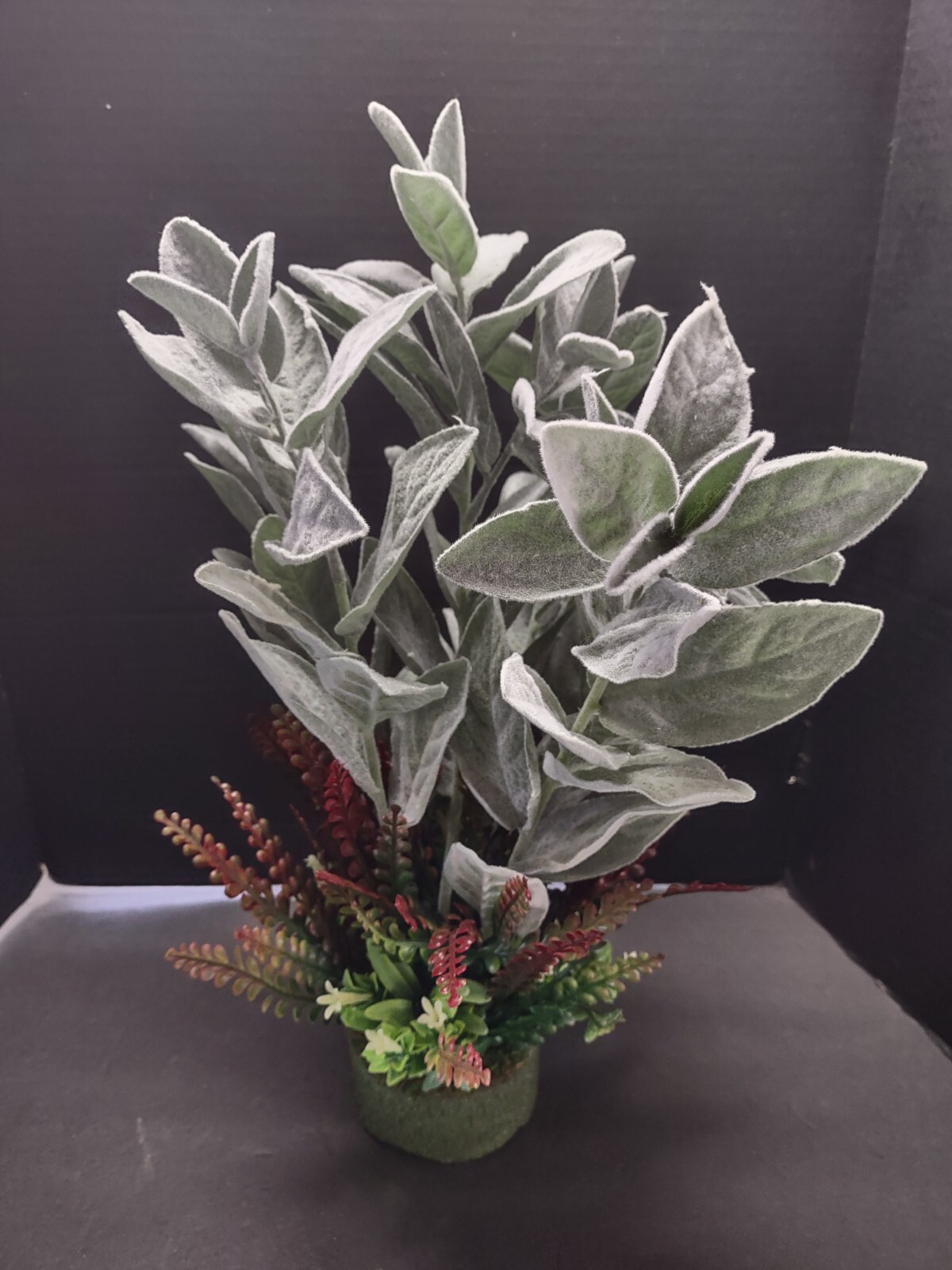 Lamb’s ears plant table decoration.