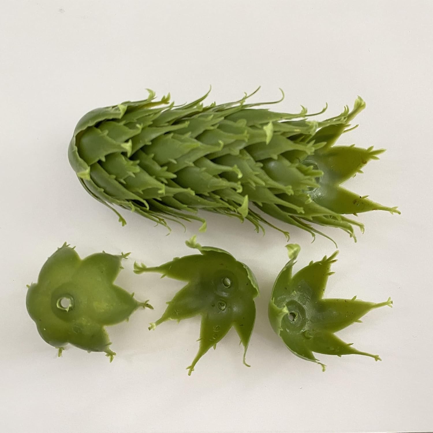 30Pcs Floral Wire Stem W/ Leaves & 30Pcs Artificial Flower Calyxes Set Plastic