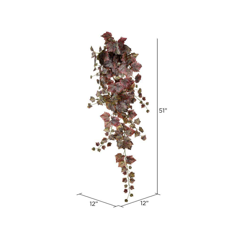 51 In. Burgundy Artificial Grape Leaf Ivy Hanging Basket